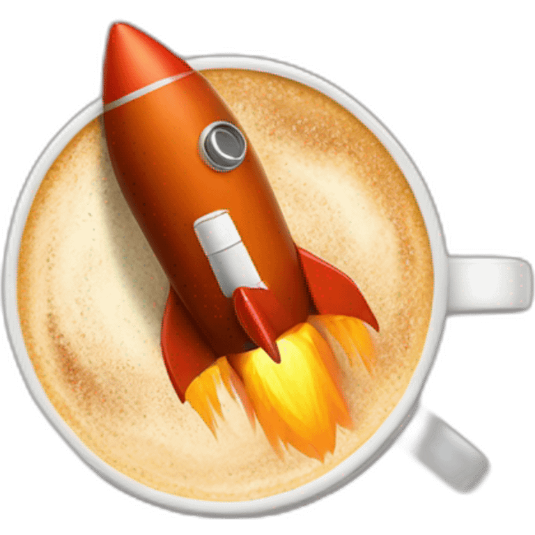 A rocket in a coffee emoji