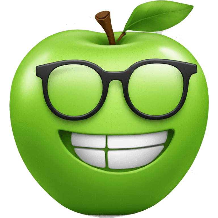 green apple with glasses smile emoji