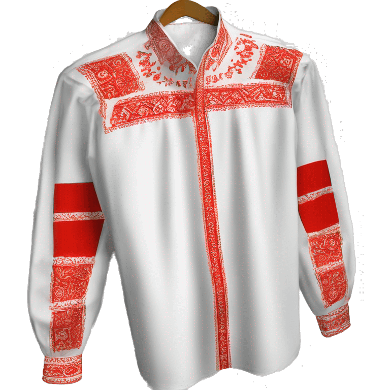  Shirt  vyshyvanka, white with red round embodiary on sleeves emoji