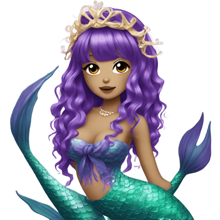 mermaid hime gyaru girl, dark purple hair emoji