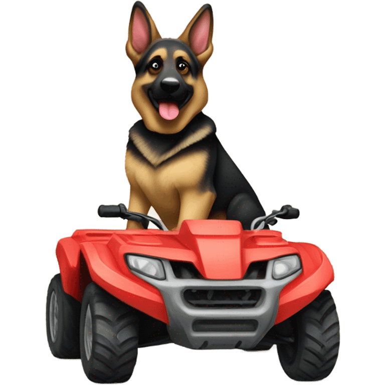 German shepherd riding an atv emoji