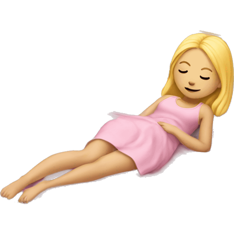 Blonde girl sleeping in pink bed emoji