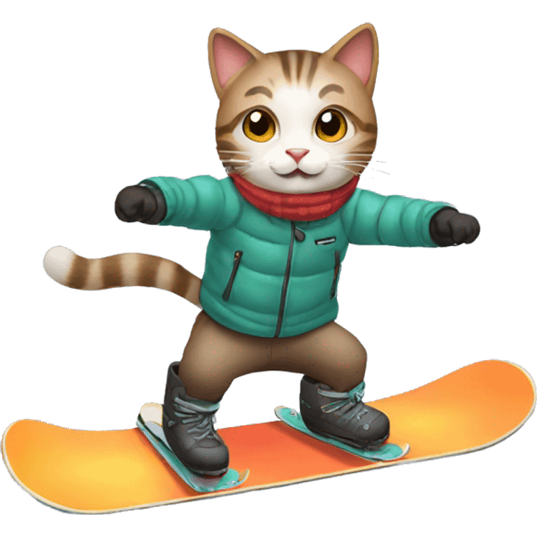 cat snowboarding birthday emoji