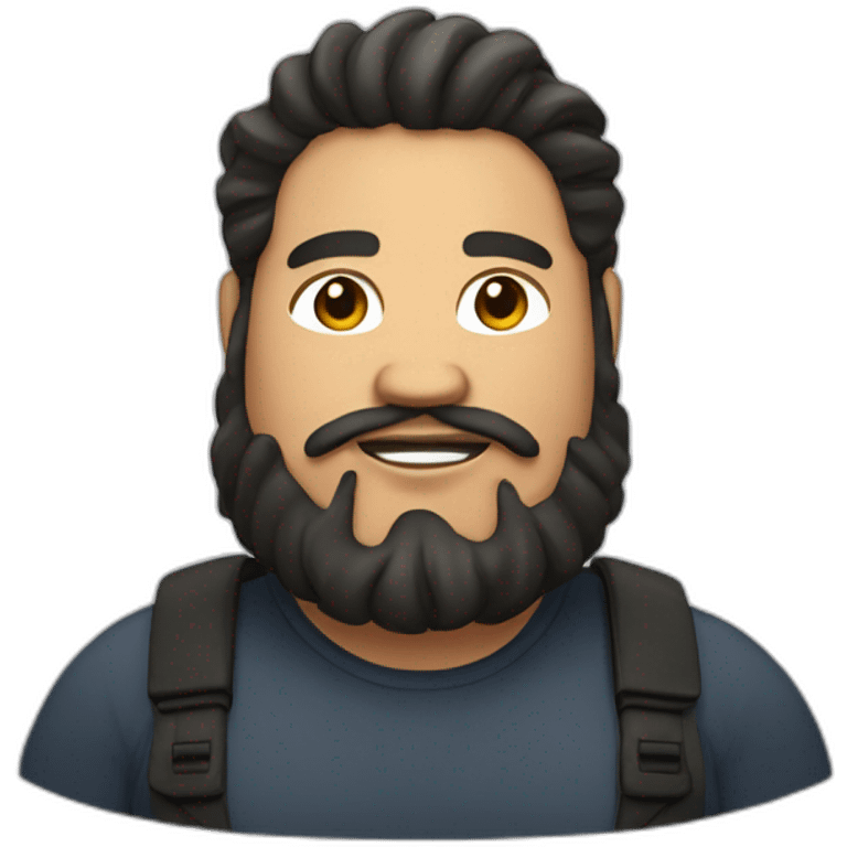 fat man with wavy long black hair and a beard emoji