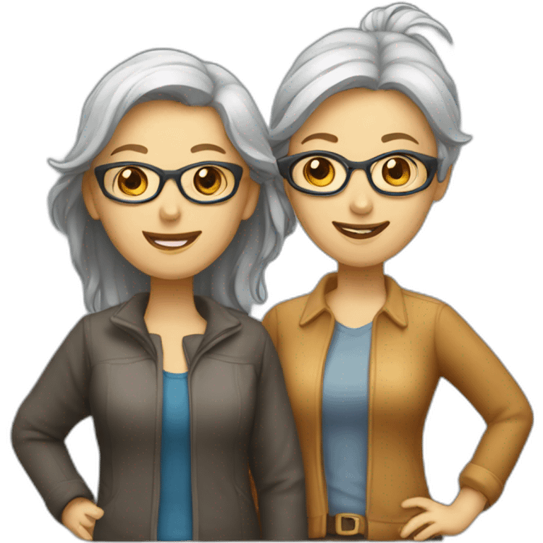 two senior software developer female friends emoji