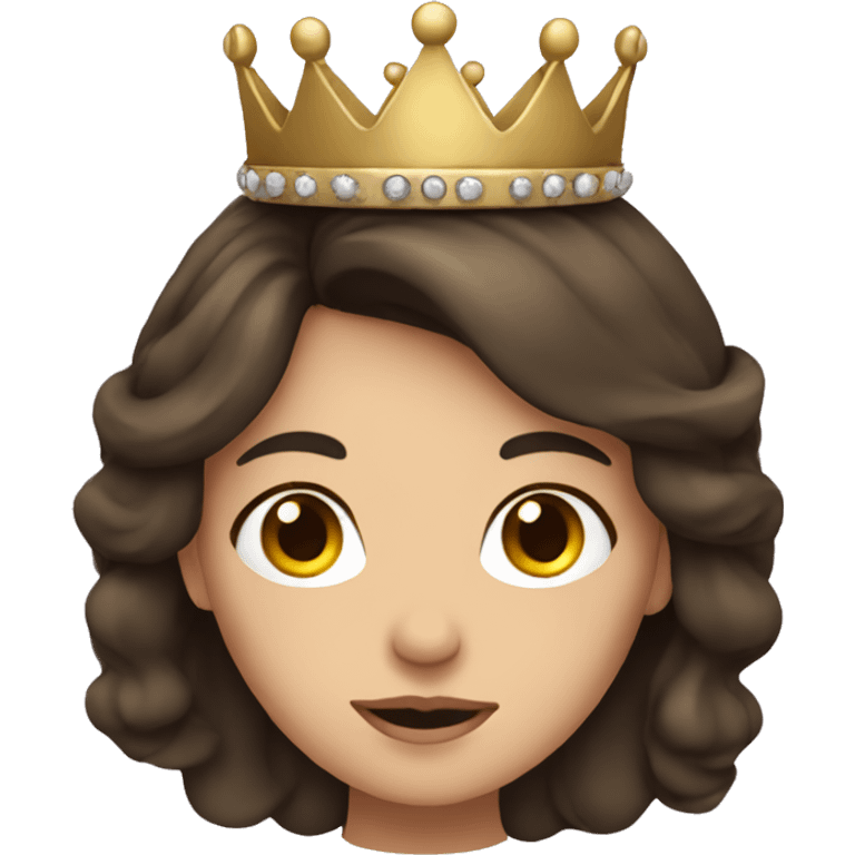 European girl with dark brown hair is wearing a crown  emoji