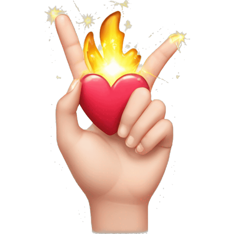 Heart finger with bling and sparks emoji