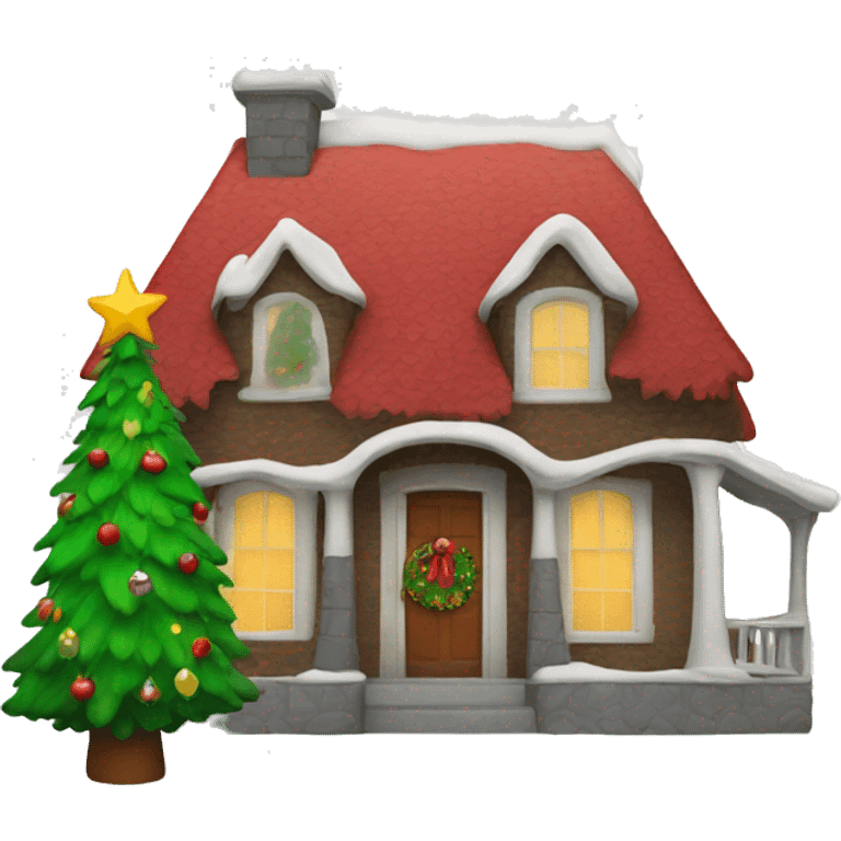 House with a Christmas tree emoji