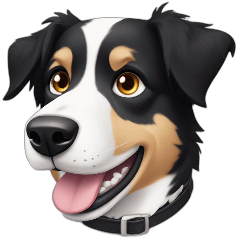 dog, short-hair, black, white-chest, white-stripe-down-face, black-snout, border-collie, mcnab emoji