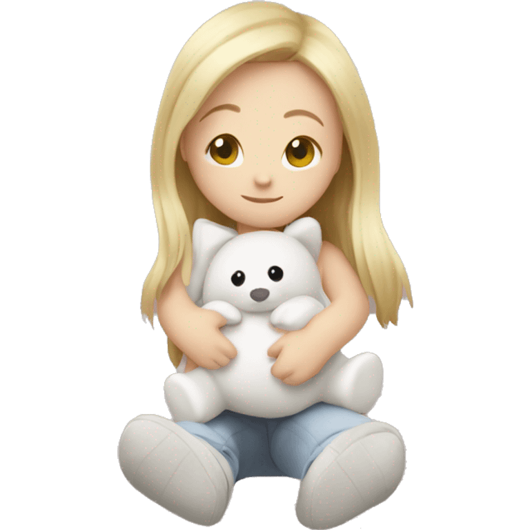 little white girl with baby human plushy emoji