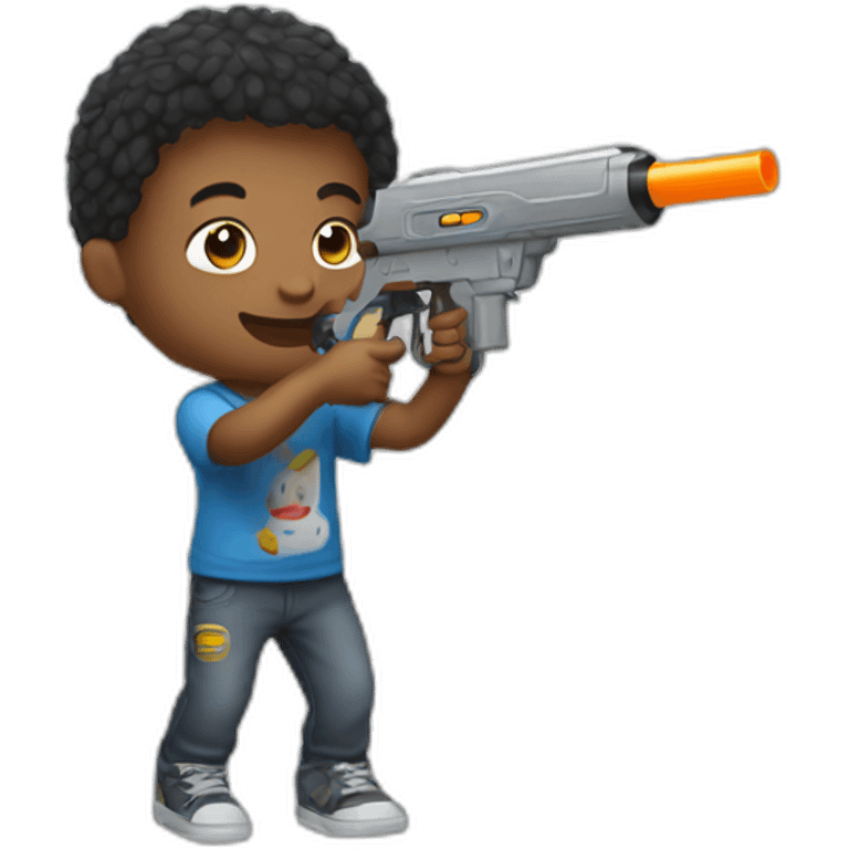 2 kid playing with metal watergun emoji