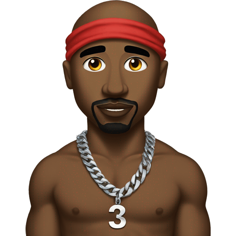 tupac wearing a number 3 chain emoji