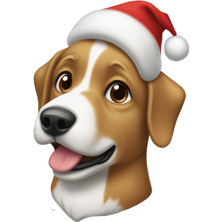 Ein Hund hat eine Weihnachts Mütze auf emoji