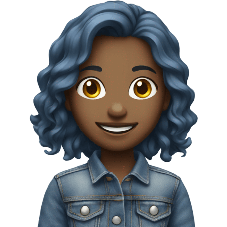 smiling girl in denim outfit emoji