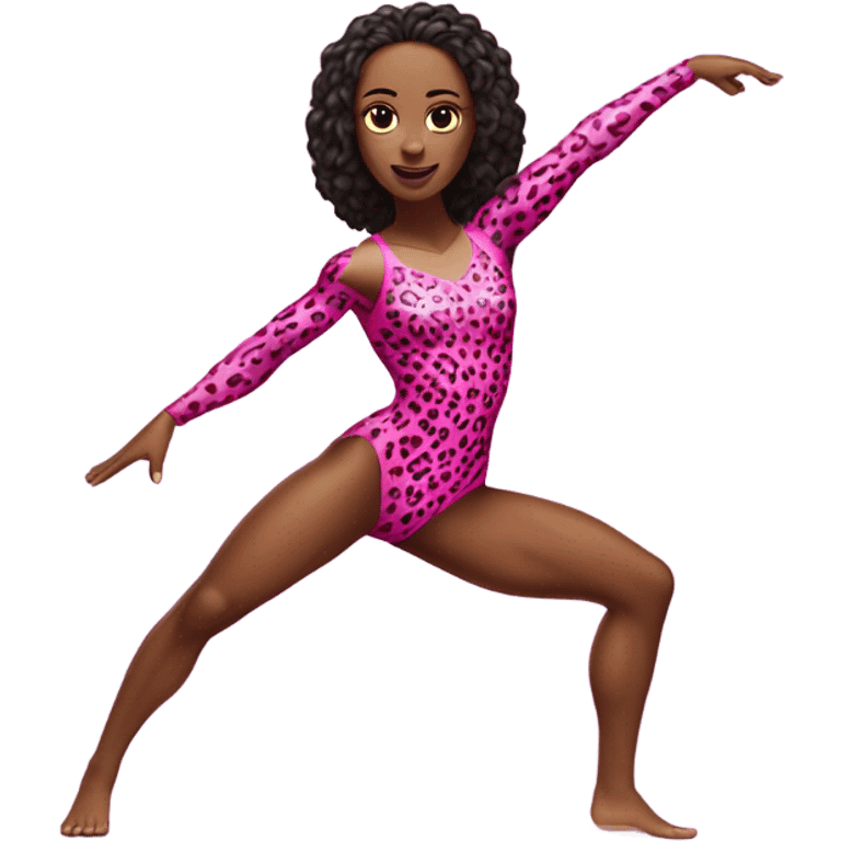 Tall muscular blond woman wrestler wearing a pink leopard print leotard doing the splits emoji