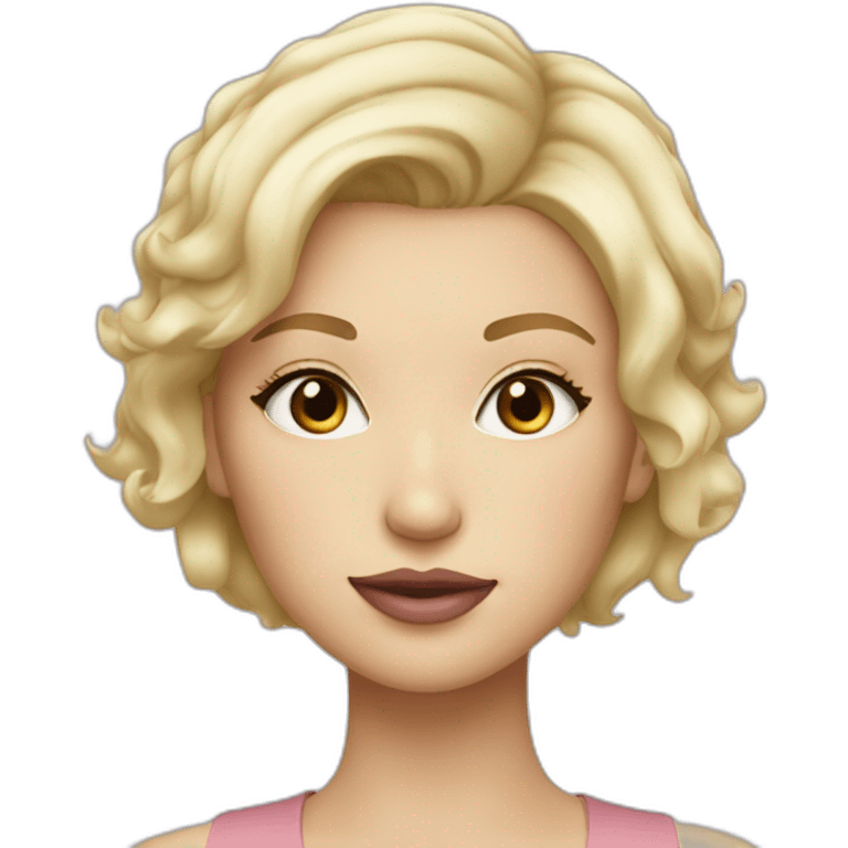 Blonde girl with short hair and dusty pink lips emoji