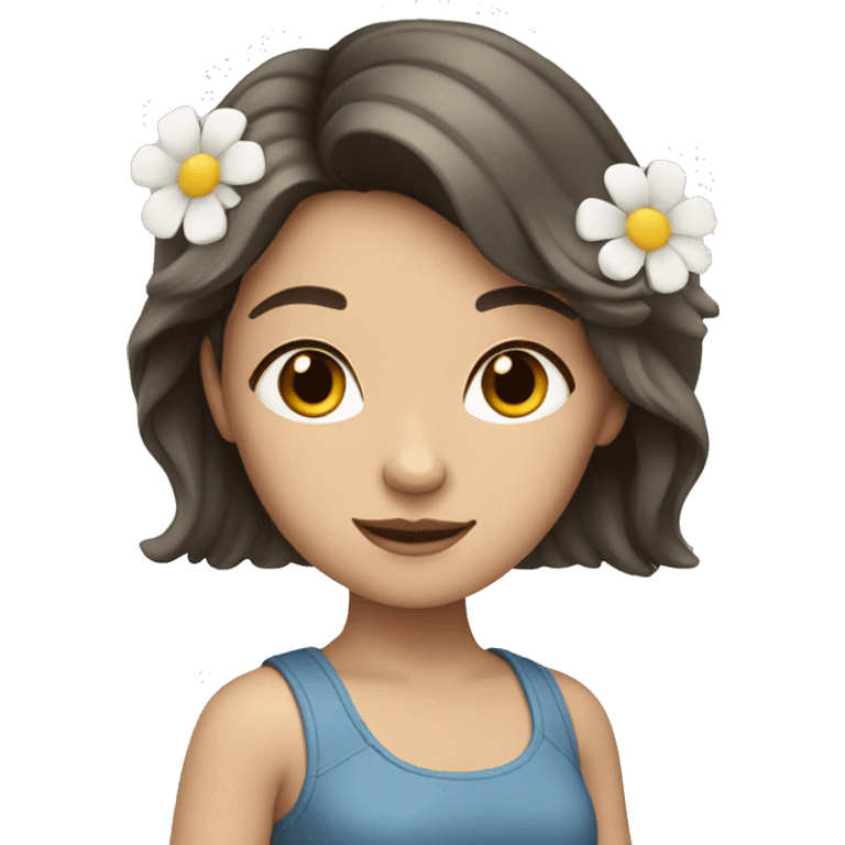 White brunette girl with flowers  emoji