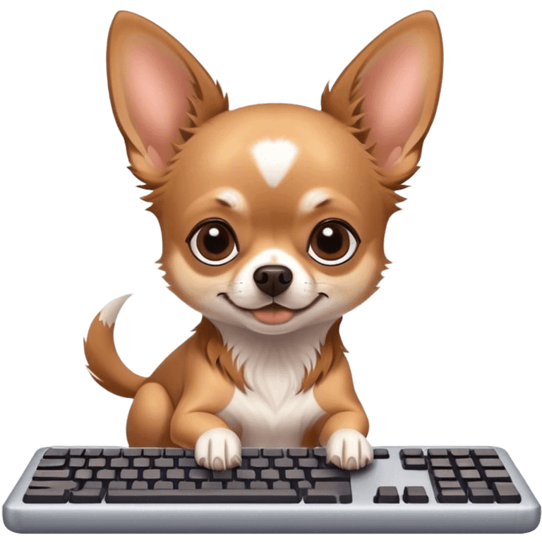 a chihuahua typing at a keyboard emoji