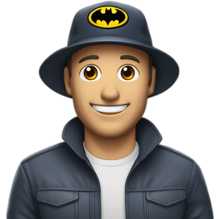 Batman tenant une bière avec une casquette sur la tête emoji