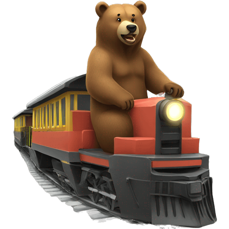 A grizzly bear riding a train emoji