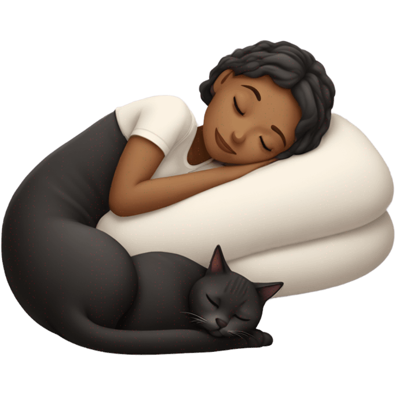 white Girl and cat sleeping emoji