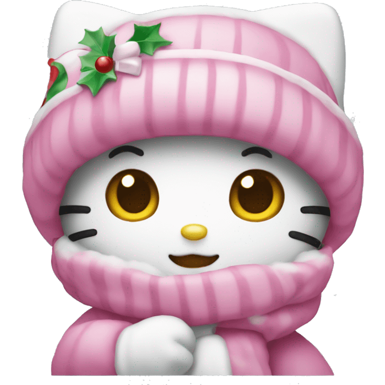 Pink Christmas hello kitty emoji