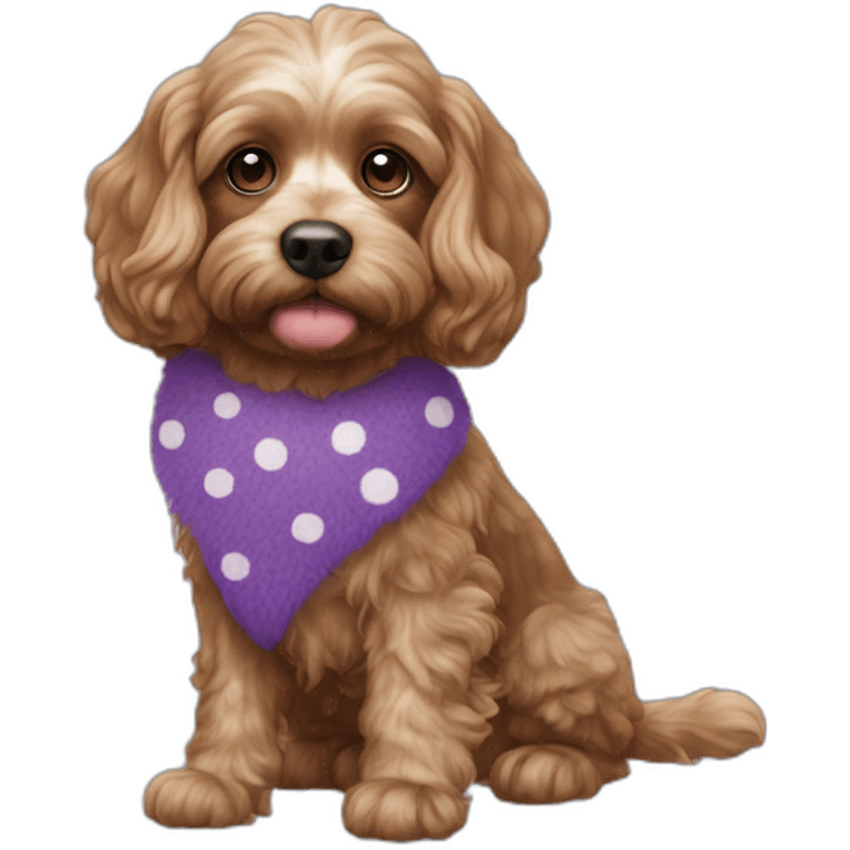 cavapoo with purple fur and green polka dots emoji