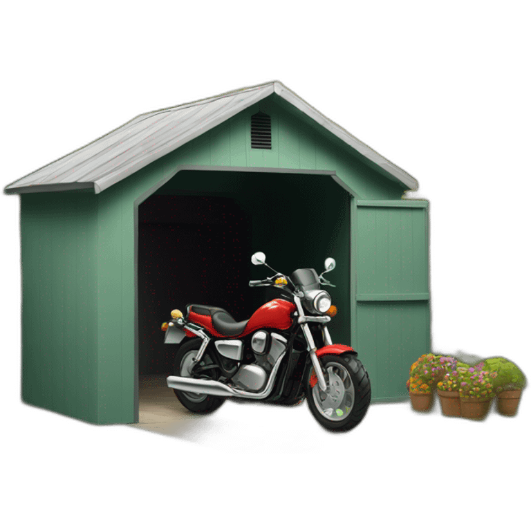 shed with a motobike in it emoji