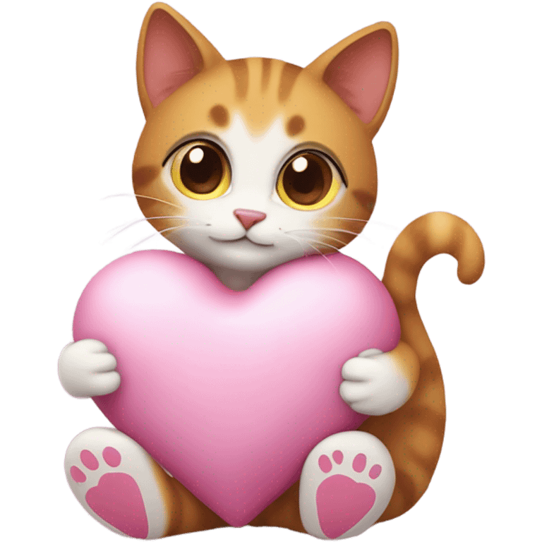 cat hugs toy heart emoji