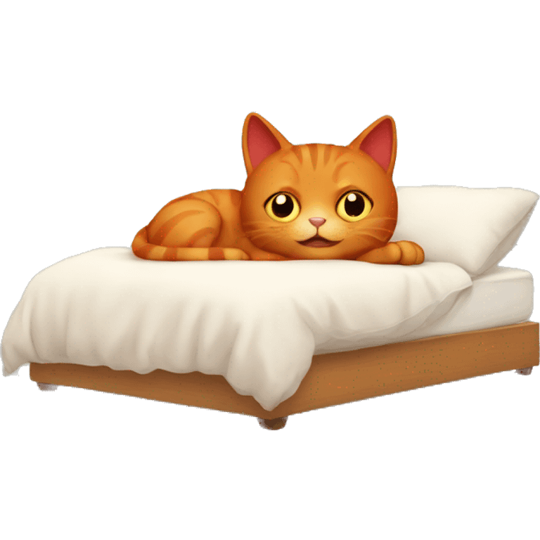 Red cat in bed emoji