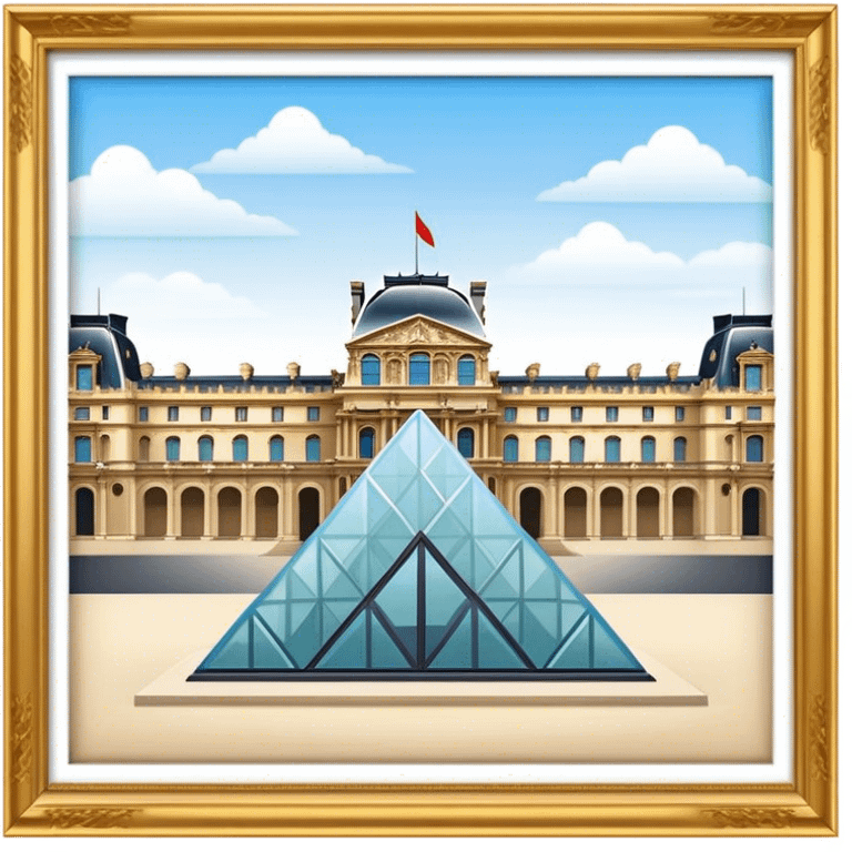 Louvre Museum Landmark Emoji – Showing the glass pyramid entrance with the historic palace in the background. emoji