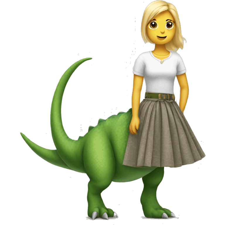 Dinosaur in skirt emoji