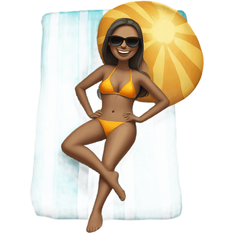 Sunbathing on beach emoji