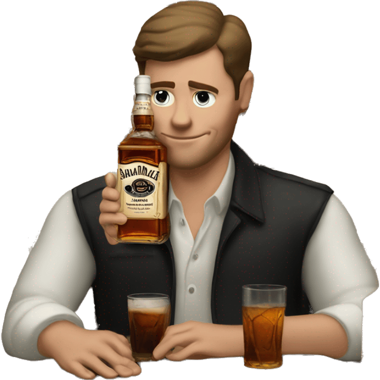 white guy drinking jack daniels at bar emoji