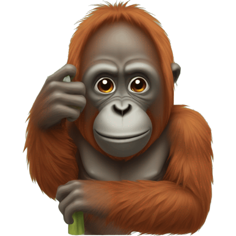 Orangután holding palm trees emoji