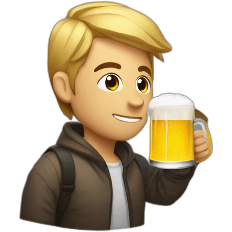 persona con prismáticos bebiendo cerveza emoji