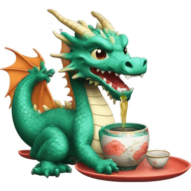 oriental dragon drinks chinese tea emoji