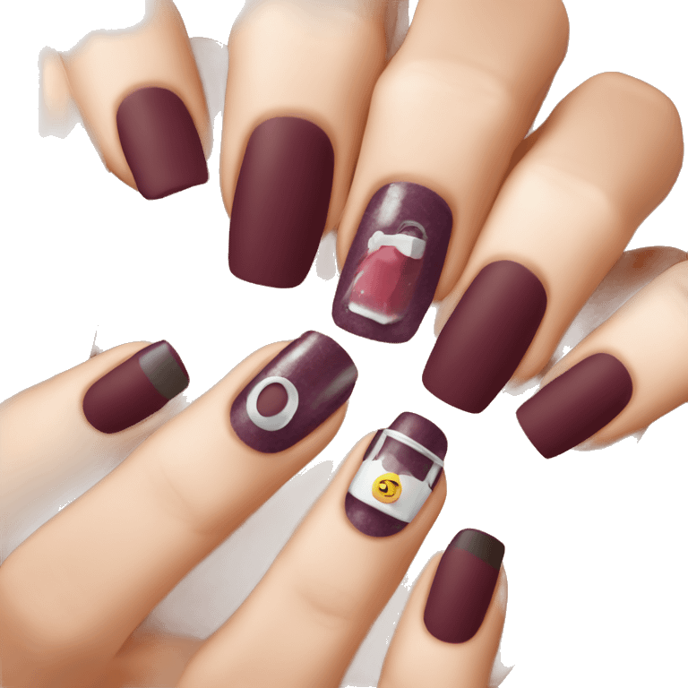 Bordo nails emoji