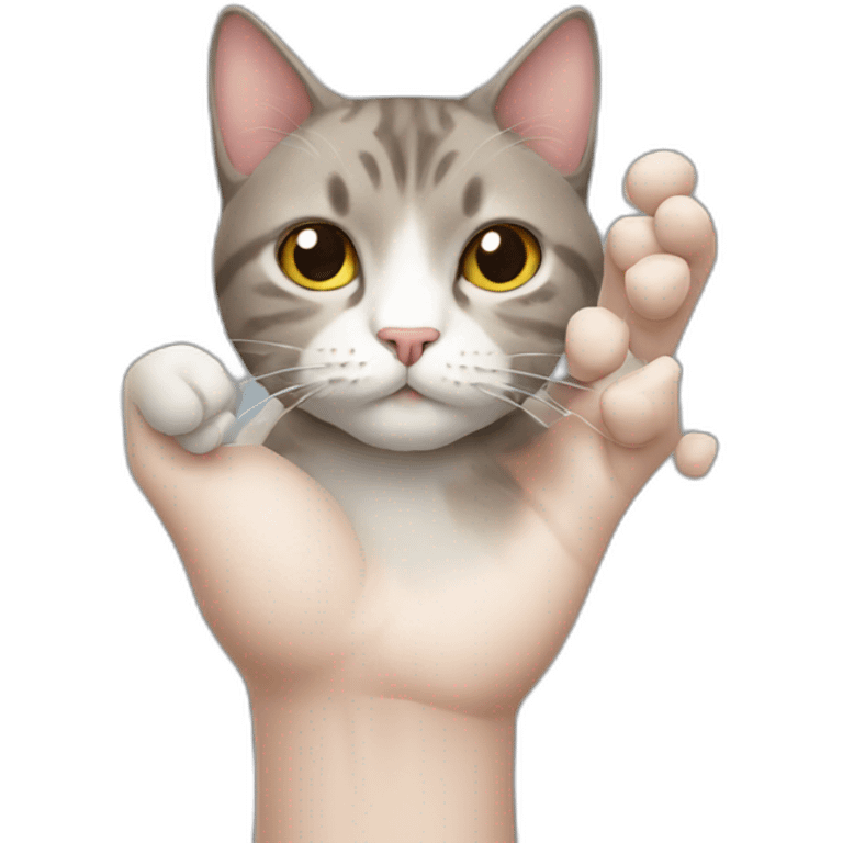 Cat with human hand emoji