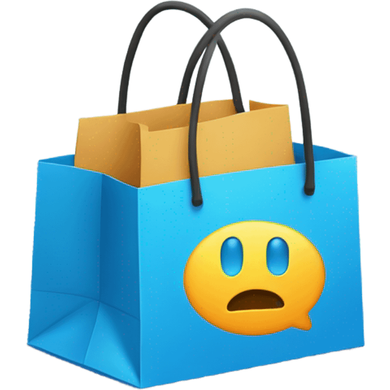 blue shopping bag that is also a chat bubble minimalistic 2d emoji