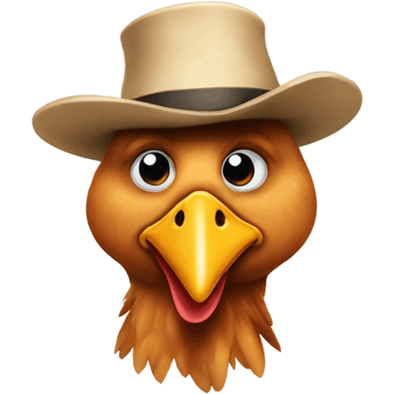 A chicken with a hat ￼￼ emoji