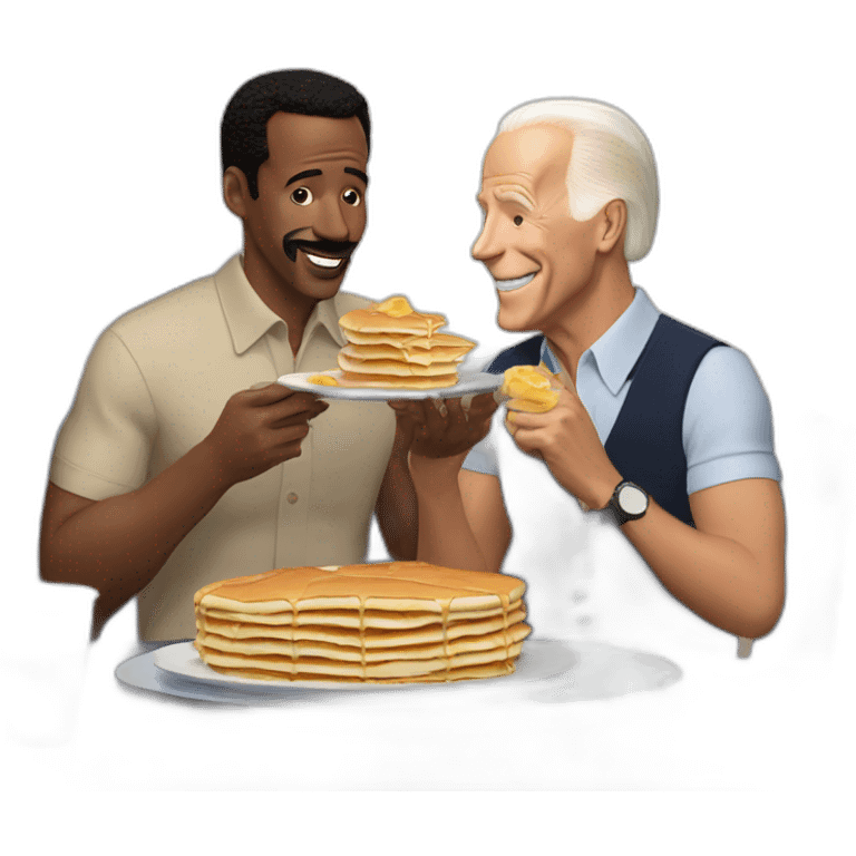 Ted Lasso eating pancakes with Joe Biden  emoji