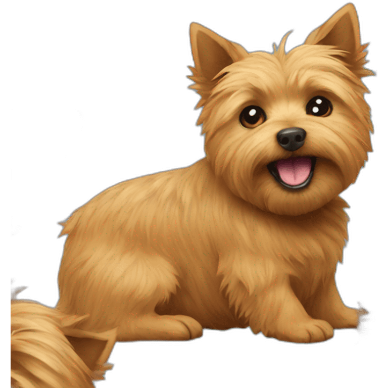 Norwich terrier eating brain emoji