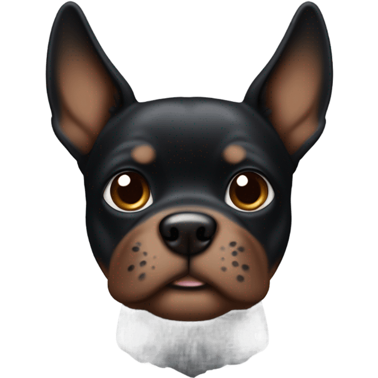 Black and brown miniature pincer dog with pointy ears emoji