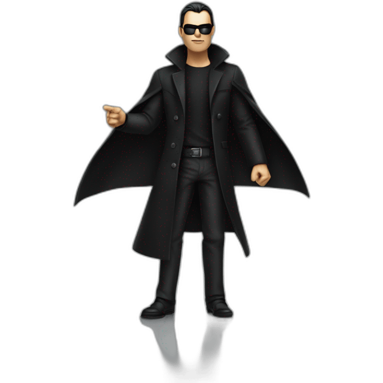 matrix man, pointing his finger, dressed in a long black coat. emoji