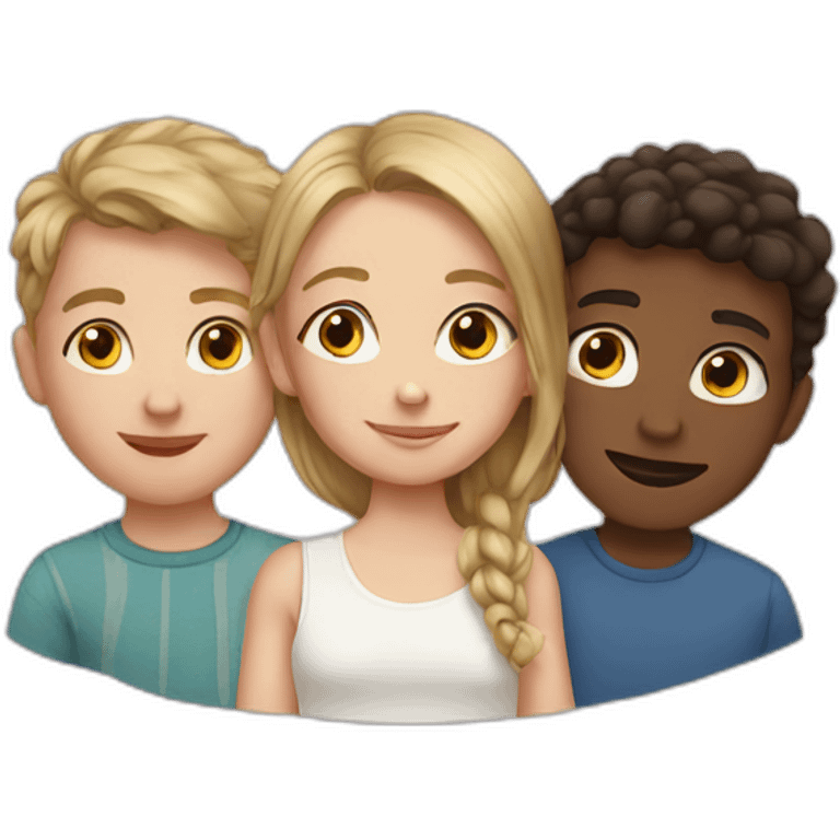 3 white siblings emoji