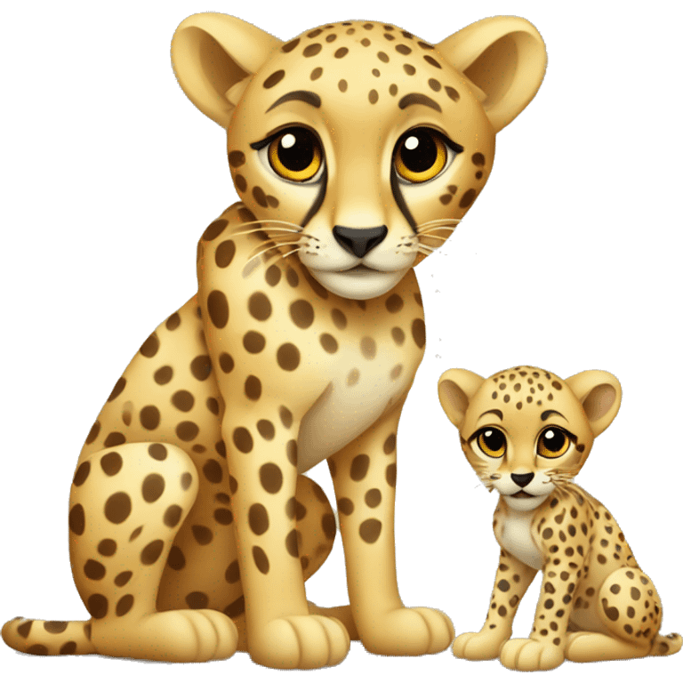 Baby Cheetah with mom emoji