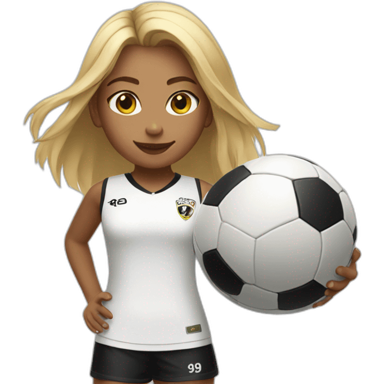 Girl playing soccer wearing White short and black shorts emoji