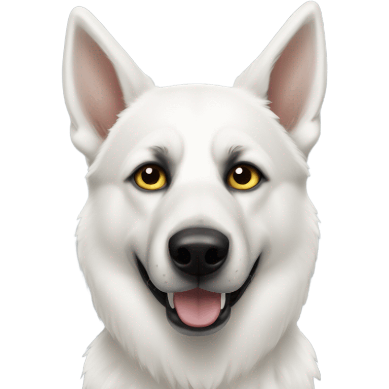 white german shepherd husky with one black eye  emoji