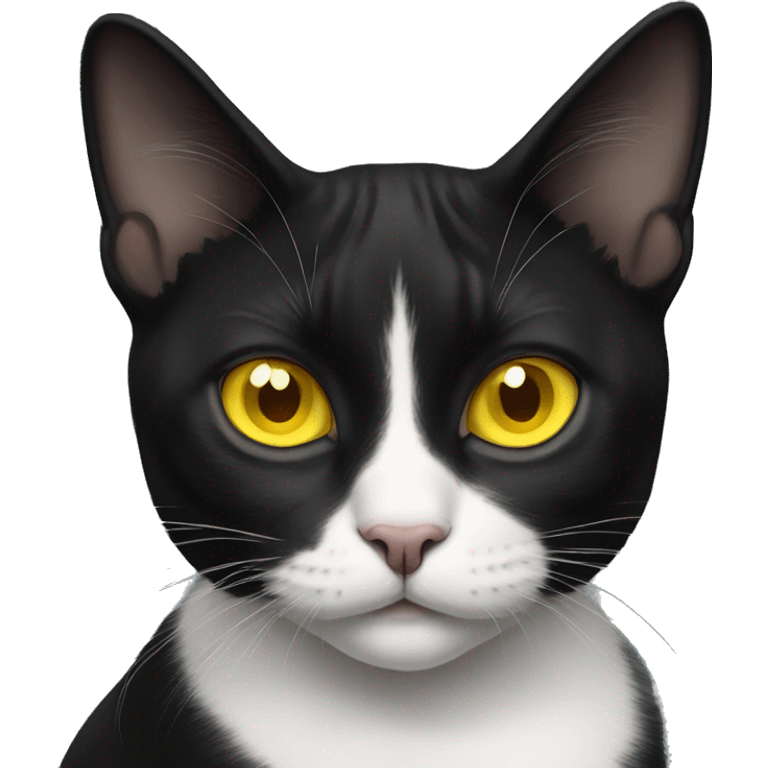 tuxedo cat with yellow eyes emoji